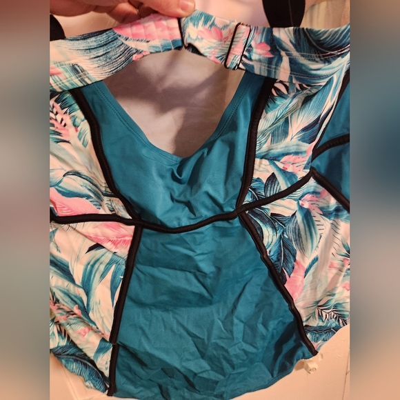 Torrid Tropical Teal One-Piece Swimsuit Size 4 DD/F - Picture 3 of 4